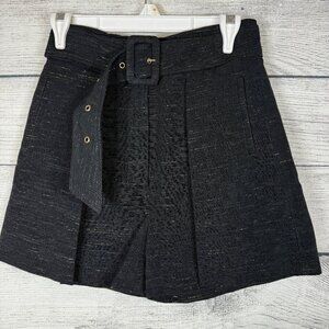 Vintage Dolce & Gabbana High Waist Belted Black Metallic Gold Shorts Size 38